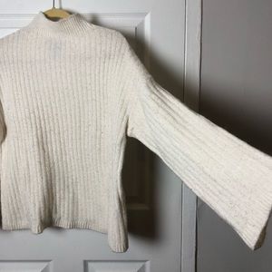 Mock Neck Bell Sleeve Off-White Sweater